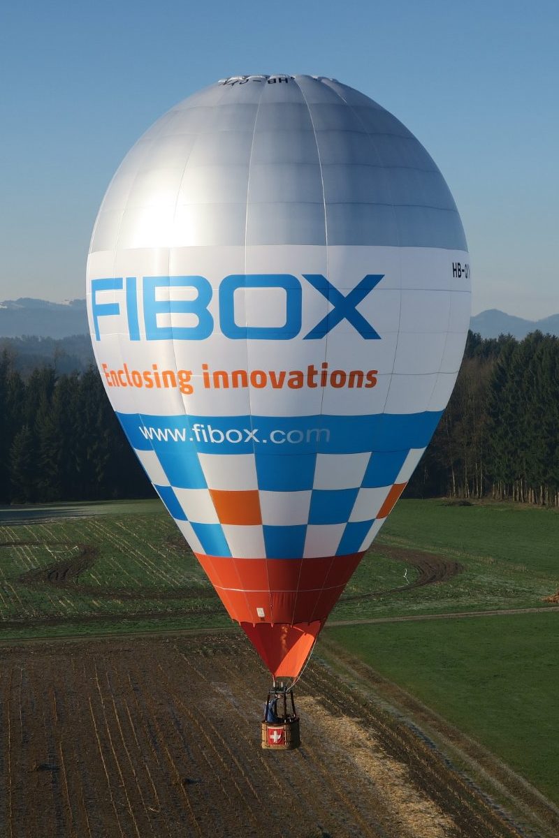 Hot air balloon with Fibox logo