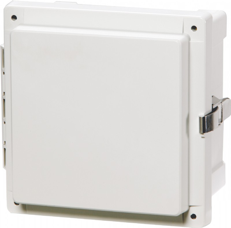 6 x 6 x 4 Polycarbonate Enclosure with a Hinged Opaque Screw Cover w/S.S. Quick release latch