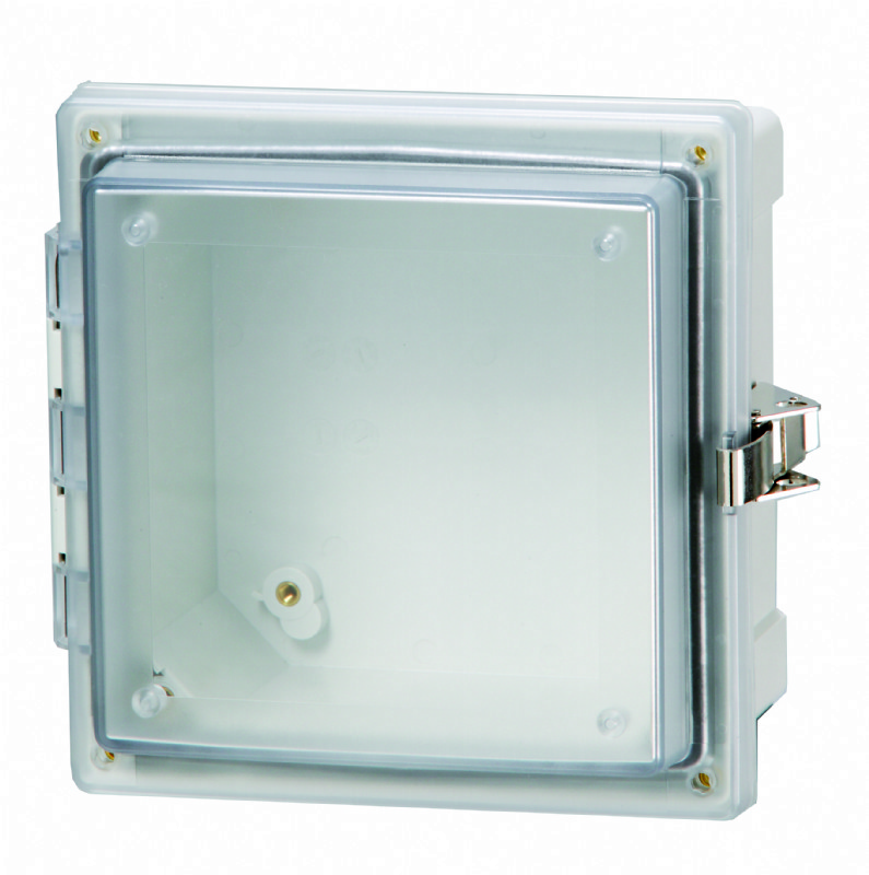 6 x 6 x 4 Polycarbonate Enclosure with a Hinged Transparent Screw Cover w/S.S. Lockable latch